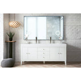 James Martin Vanities Linear 72.5" Double Bath Vanity in Glossy White with Solid Surface Top