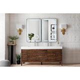James Martin Vanities Linear Double Bath Vanity, 72.5 in., Walnut Finish, Glossy White Top