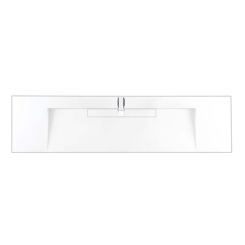 James Martin Vanities Linear 72" Single Bath Vanity, Whitewashed Walnut with Glossy White Top