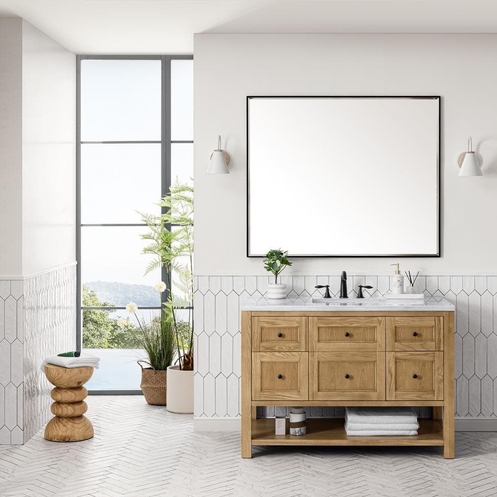 James Martin Vanities Breckenridge 48" Light Oak Bathroom Vanity with Arctic Fall Top