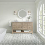 James Martin Vanities Breckenridge 60" Single Bath Vanity in Whitewashed Oak with Carrara Marble Top