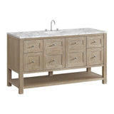 James Martin Vanities Breckenridge 60" Single Bath Vanity in Whitewashed Oak with Carrara Marble Top