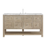 James Martin Vanities Breckenridge 60" Single Bath Vanity in Whitewashed Oak with Carrara Marble Top