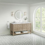 James Martin Vanities Breckenridge 60" Single Bath Vanity in Whitewashed Oak with Carrara Marble Top