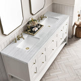 James Martin Vanities Breckenridge 72 in. Bright White Bathroom Vanity with Arctic Fall Top