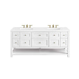 James Martin Vanities Breckenridge 72" Double Bathroom Vanity with White Zeus Quartz Top