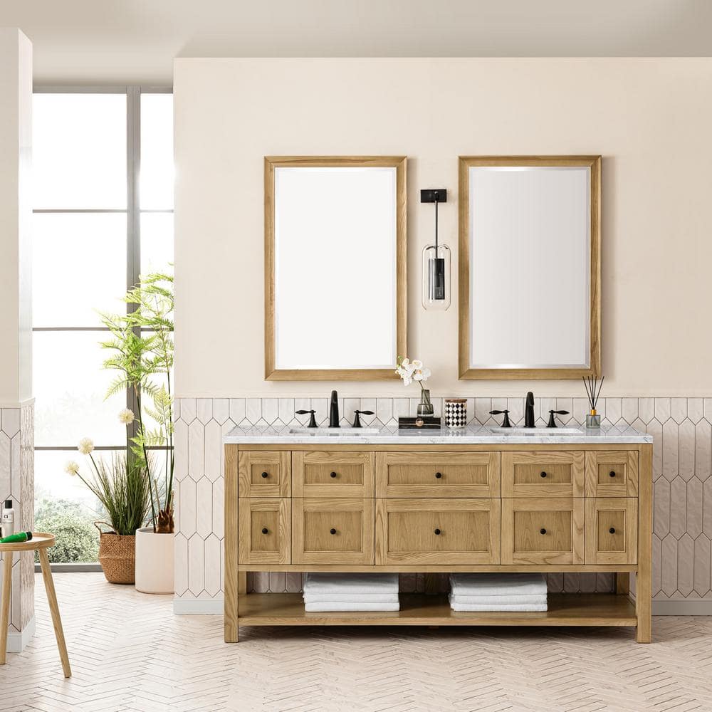 James Martin Vanities Breckenridge 72" Bathroom Vanity in Light Oak with Quartz Top
