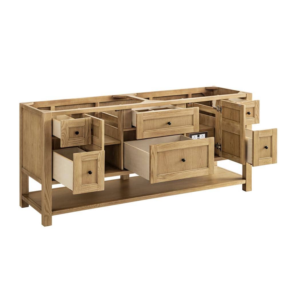 James Martin Vanities Breckenridge 72" Bathroom Vanity in Light Oak with Quartz Top