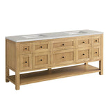 James Martin Vanities Breckenridge 72" Bathroom Vanity in Light Oak with Quartz Top