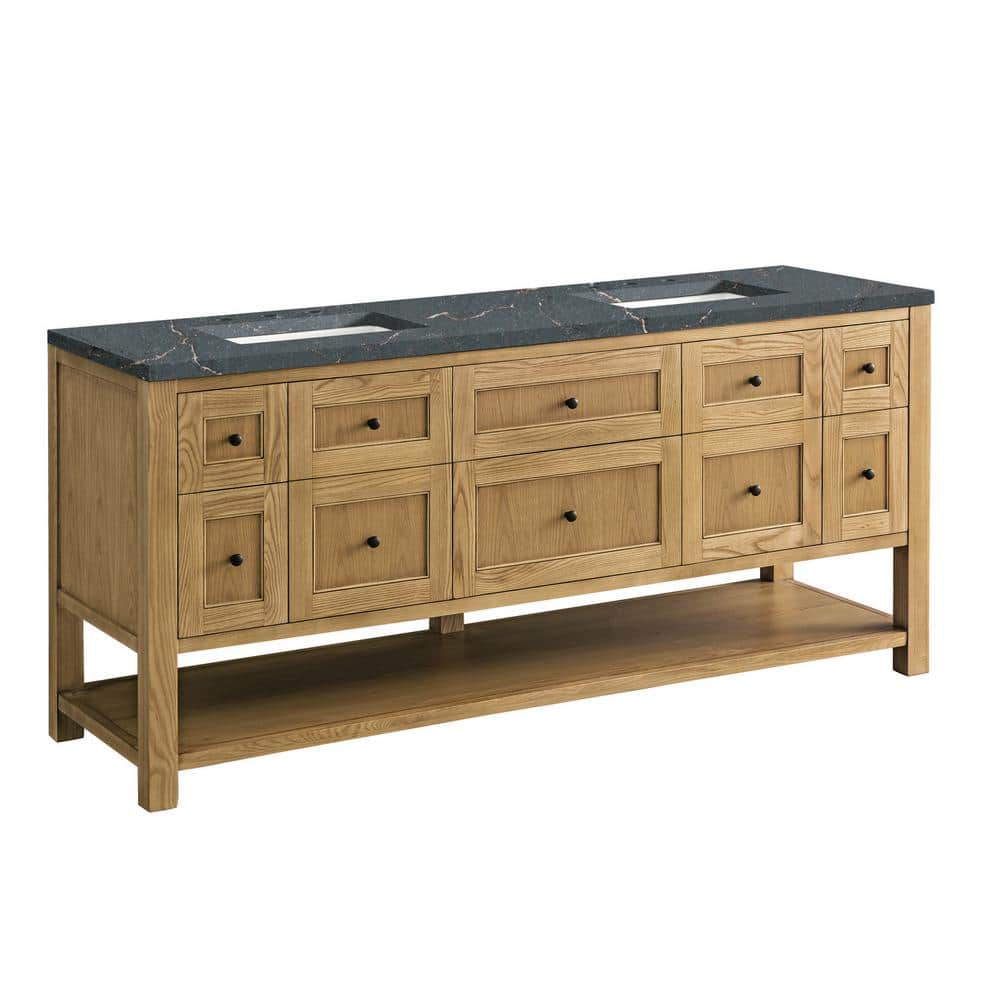 James Martin Vanities Breckenridge Double Bath Vanity, 72 in, Light Natural Oak with Quartz Top