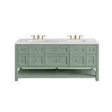 James Martin Vanities Breckenridge 72" Bathroom Vanity in Smokey Celadon with Arctic Fall Top