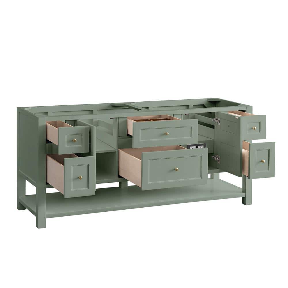 James Martin Vanities Breckenridge 72" Bathroom Vanity in Smokey Celadon with Arctic Fall Top