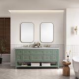 James Martin Vanities Breckenridge 72" Bathroom Vanity in Smokey Celadon with Arctic Fall Top
