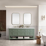 James Martin Vanities Breckenridge 72" Bathroom Vanity in Smokey Celadon with White Zeus Quartz Top