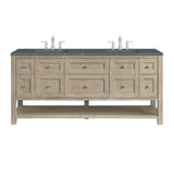 James Martin Vanities Breckenridge 72" Double Bath Vanity in Whitewashed Oak with Parisien Bleu Quartz Top