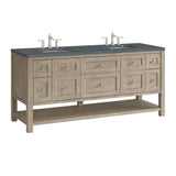 James Martin Vanities Breckenridge 72" Double Bath Vanity in Whitewashed Oak with Parisien Bleu Quartz Top