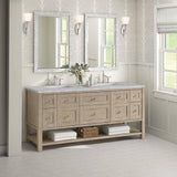 James Martin Vanities Breckenridge 72" Double Bath Vanity in Whitewashed Oak with Victorian Silver Quartz Top