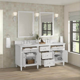 James Martin Vanities Lorelai 72" Double Bathroom Vanity in Bright White with Arctic Fall Top