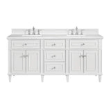 James Martin Vanities Lorelai 72" Double Bathroom Vanity in Bright White with Arctic Fall Top