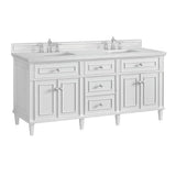 James Martin Vanities Lorelai 72" Double Bathroom Vanity in Bright White with Arctic Fall Top