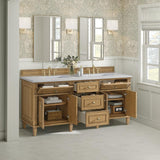James Martin Vanities Lorelai 72" Double Vanity in Light Natural Oak with Arctic Fall Top