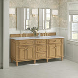 James Martin Vanities Lorelai 72" Double Vanity in Light Natural Oak with Arctic Fall Top