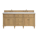 James Martin Vanities Lorelai 72" Double Vanity in Light Natural Oak with Arctic Fall Top