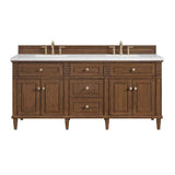 James Martin Vanities Lorelai 72" Double Vanity in Mid-Century Walnut with Arctic Fall Top