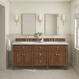 James Martin Vanities Lorelai 72" Double Vanity in Mid-Century Walnut with Arctic Fall Top