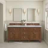 James Martin Vanities Lorelai 72" Double Vanity in Walnut with Quartz Top
