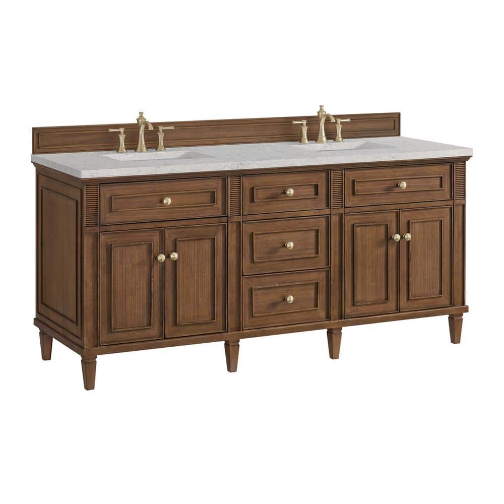 James Martin Vanities Lorelai 72" Double Vanity in Walnut with Quartz Top