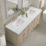 James Martin Vanities Lorelai 72" Double Sink Vanity in Whitewashed Oak with Arctic Fall Top