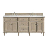 James Martin Vanities Lorelai 72" Double Sink Vanity in Whitewashed Oak with Arctic Fall Top