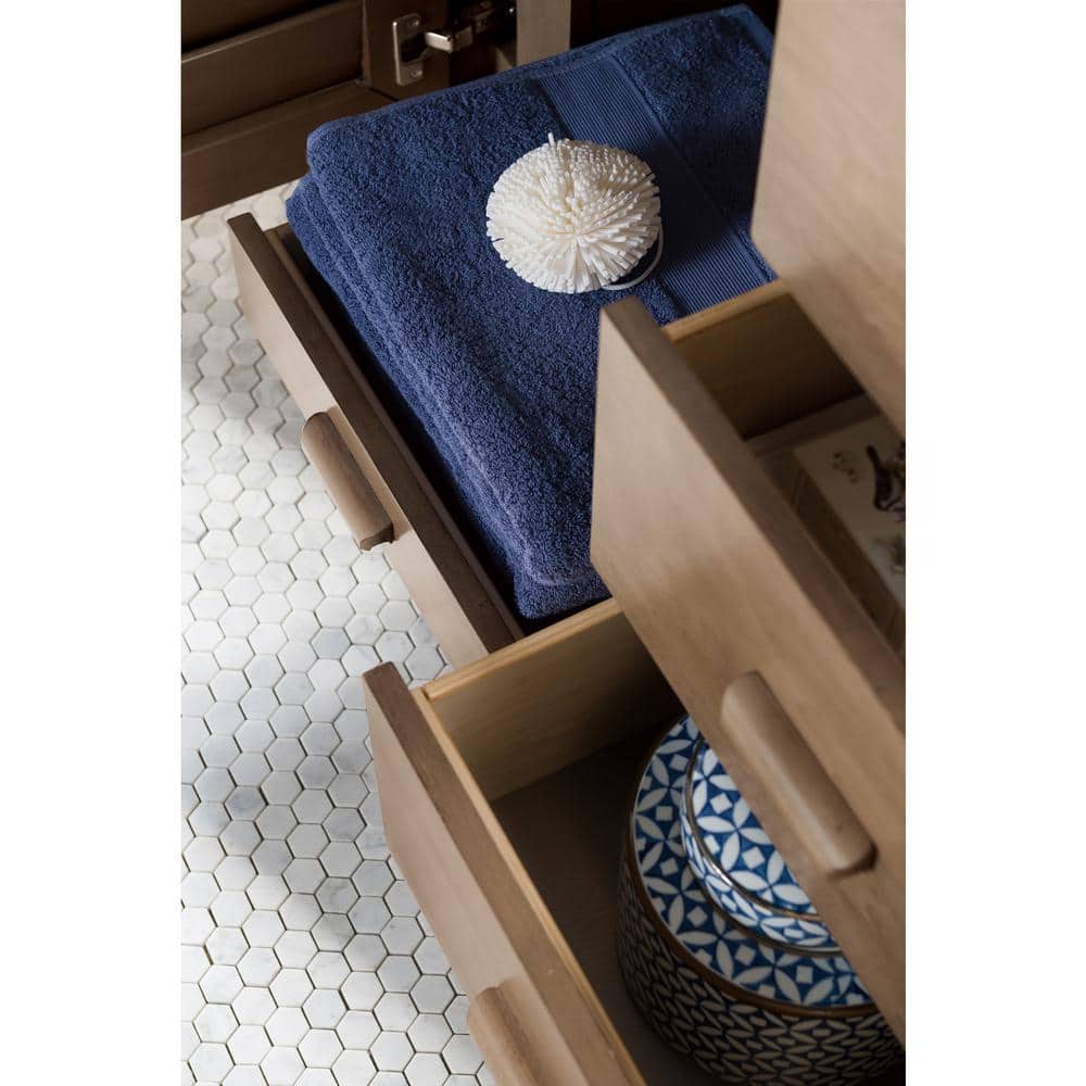 James Martin Vanities Portland 60" Bathroom Vanity in Whitewashed Walnut with Quartz Top