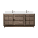 James Martin Vanities Portland 72" Double Bathroom Vanity in Whitewashed Walnut with Quartz Top