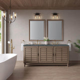 James Martin Vanities Portland 72" Bathroom Vanity in Whitewashed Walnut with Parisien Bleu Quartz Top