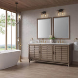 James Martin Vanities Portland 72" Bathroom Vanity in Whitewashed Walnut with Victorian Silver Quartz Top