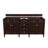 James Martin Vanities Brittany 72" Double Bath Vanity in Burnished Mahogany with Carrara Marble Top