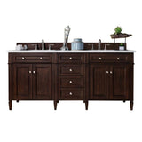 James Martin Vanities Brittany 72" Double Bath Vanity in Burnished Mahogany with Carrara Marble Top