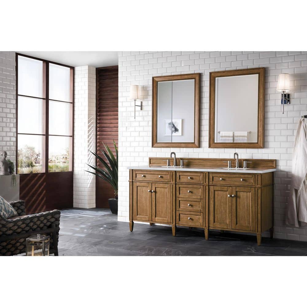 James Martin Vanities Brittany 72" Saddle Brown Bathroom Vanity with Quartz Top
