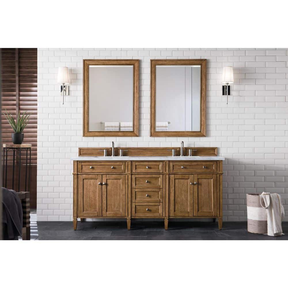 James Martin Vanities Brittany 72" Saddle Brown Bathroom Vanity with Quartz Top