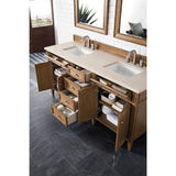 James Martin Vanities Brittany 72" Saddle Brown Bathroom Vanity with Eternal Marfil Quartz Top