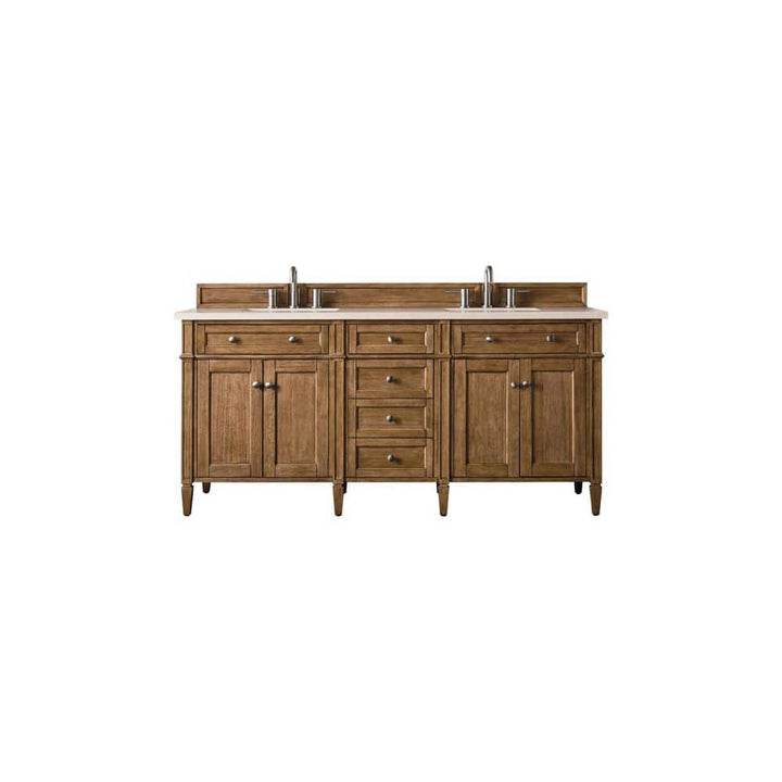 James Martin Vanities Brittany 72" Saddle Brown Bathroom Vanity with Eternal Marfil Quartz Top