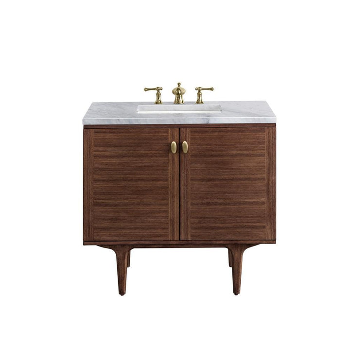 James Martin Vanities Amberly 36" Bathroom Vanity with Carrara Marble Top