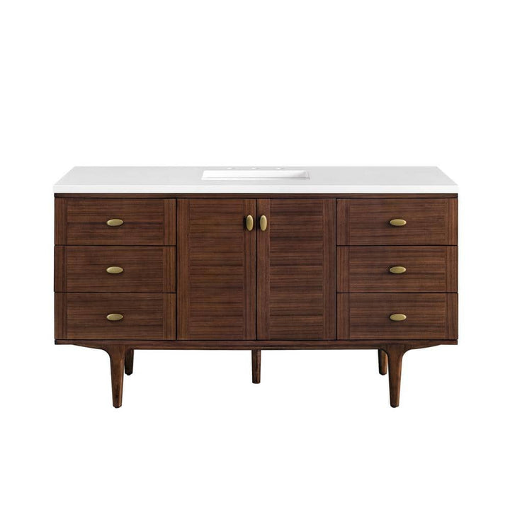 James Martin Vanities Amberly 60" Bathroom Vanity in Walnut with Quartz Top