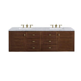James Martin Vanities Amberly 72" Mid-Century Walnut Bathroom Vanity with Carrara Marble Top