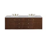 James Martin Vanities Amberly 72" Mid-Century Walnut Bathroom Vanity with Quartz Top