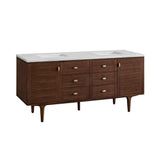 James Martin Vanities Amberly 72" Bathroom Vanity in Walnut with Quartz Top
