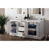 James Martin Vanities De Soto Double Bathroom Vanity with Victorian Silver Quartz Top, Bright White, 73.3 in. Width
