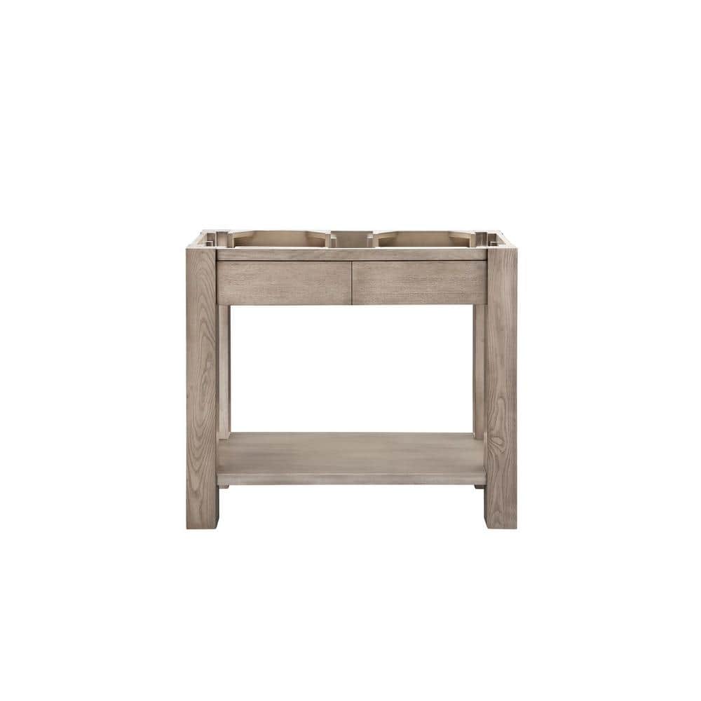 James Martin Vanities Brooklyn 39.4 in. Wood Console Sink with Basin and Leg Combo in Platinum Ash